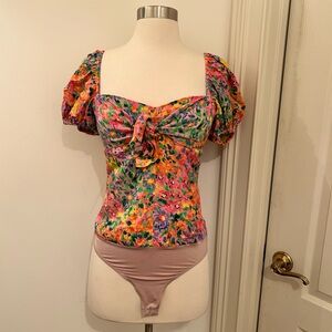 Amanda Uprichard Multicolor Floral Bodysuit NWT